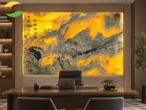 Tranh đá sơn thủy tự nhiên TDST-HTS02 | Dáng ngang