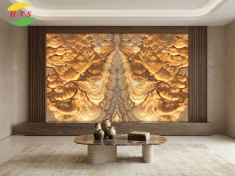 Tranh đá xuyên sáng onyx tự nhiên màu nâu
