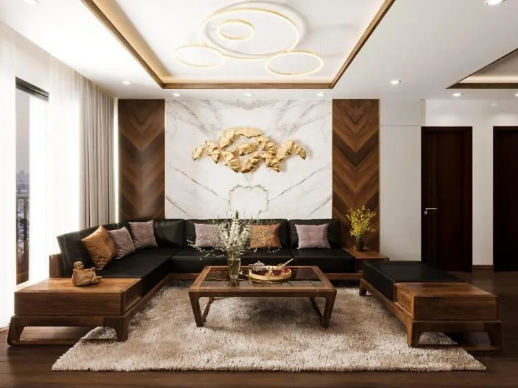 Đá ốp tường phòng khách