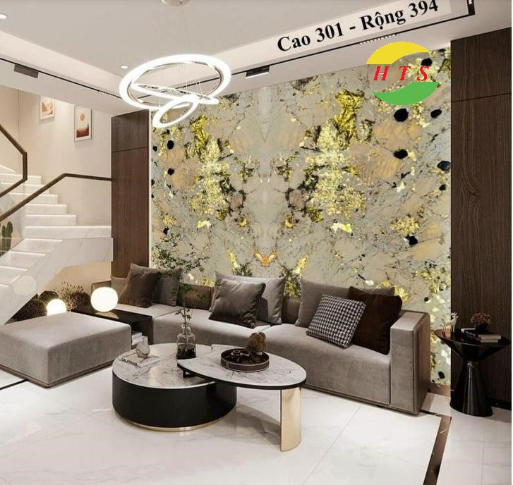 Tranh đá thạch anh tự nhiên sau ghế sofa