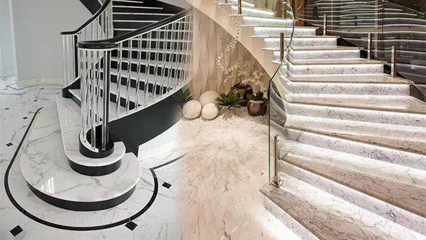 Đá Marble ốp cầu  thang