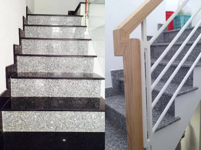 Đá ốp cầu thang Granite trắng suối lau