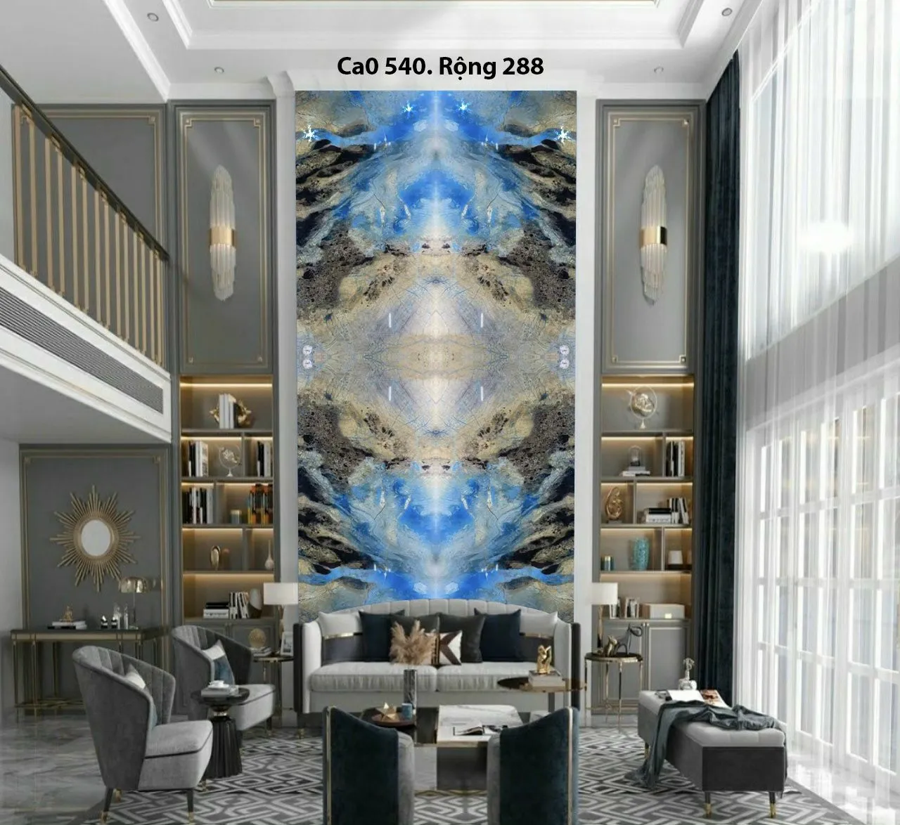Tranh đá tự nhiên đối xứng thông tầng cao cấp