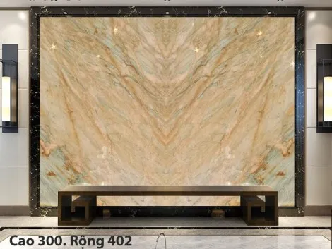 Tranh Đá Thạch Anh Tự Nhiên Đối Xứng Màu Vàng
