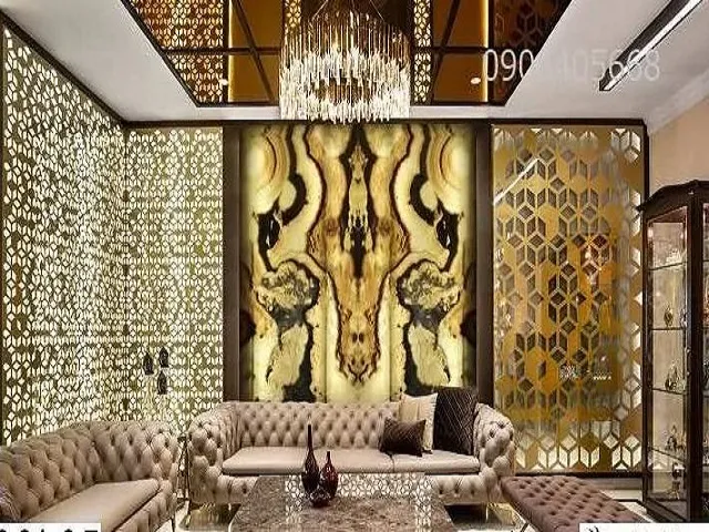 Tranh đá xuyên sáng onyx ốp tường phòng khách