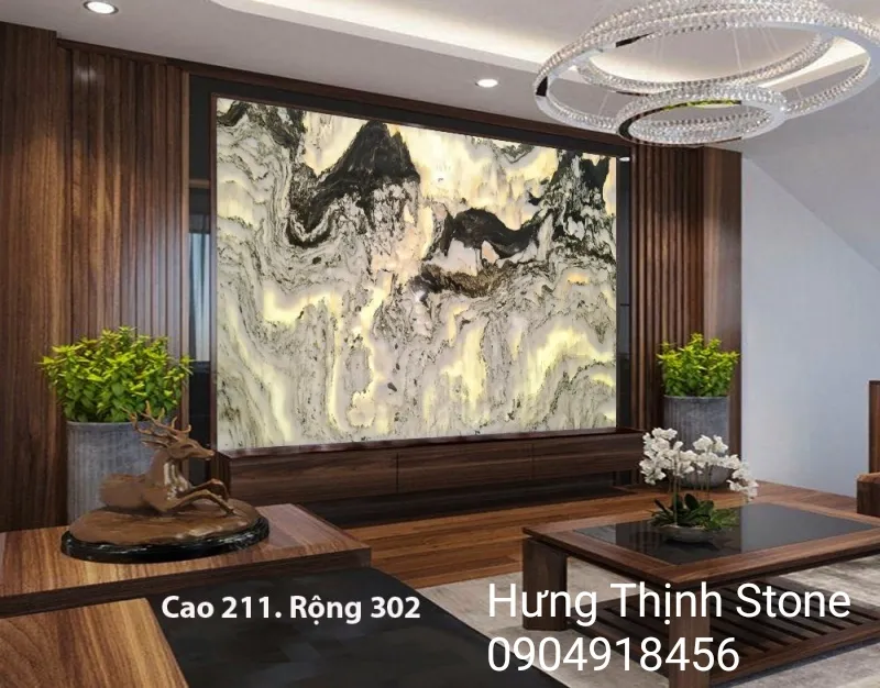 Tranh Đá Sơn Thủy Có Khung Cảnh Các Dãy Núi