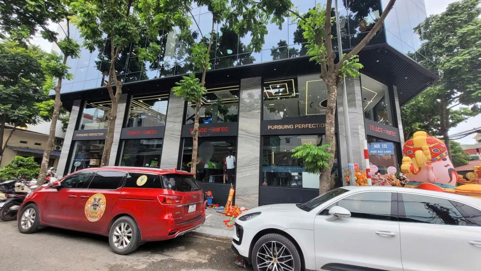 Thi công tranh đá thạch anh ốp cột nhà mặt tiền tại Đại Linh Hà Nội