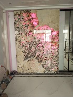  Lắp đặt bức tranh đá thạch anh xuyên sáng ốp tường tại Him Lam Thườn Tín – Hà Nội