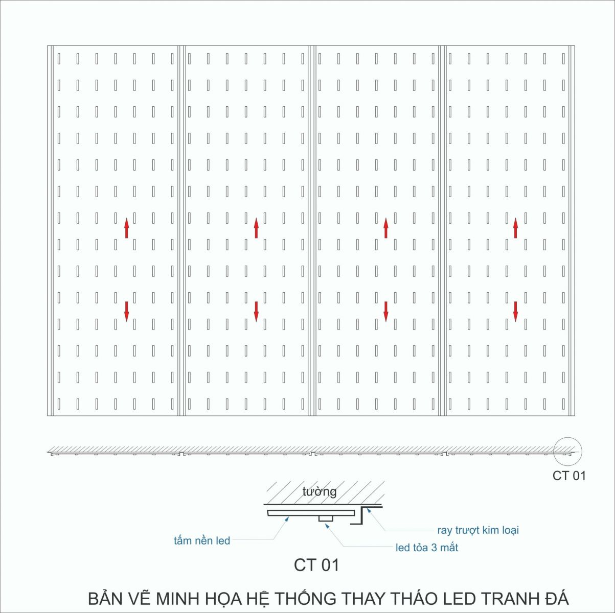 Hệ thống đèn led được lắp sau tấm tranh