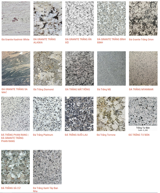 Map đá granite màu trắng