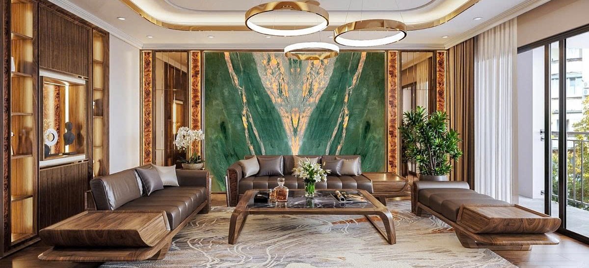 Tranh đá Marble xanh ve