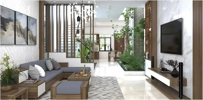 Mẫu phòng khách liền bếp