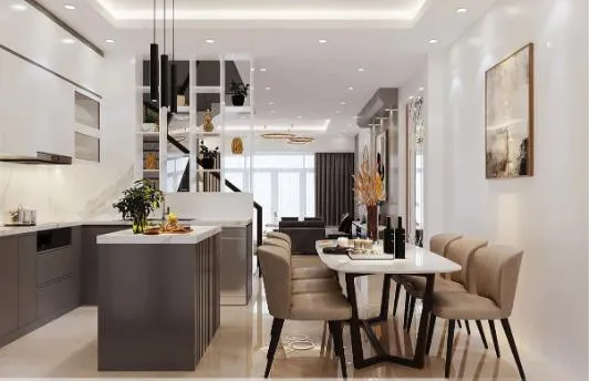 mẫu phòng khách liền bếp