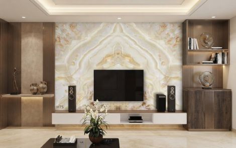 Tranh đá đối xứng Marble ốp vách tivi