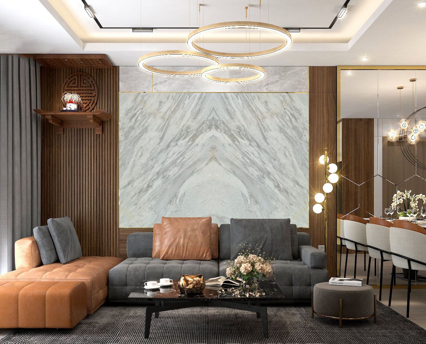 Tranh đá tự nhiên Marble ốp vách ngăn phòng