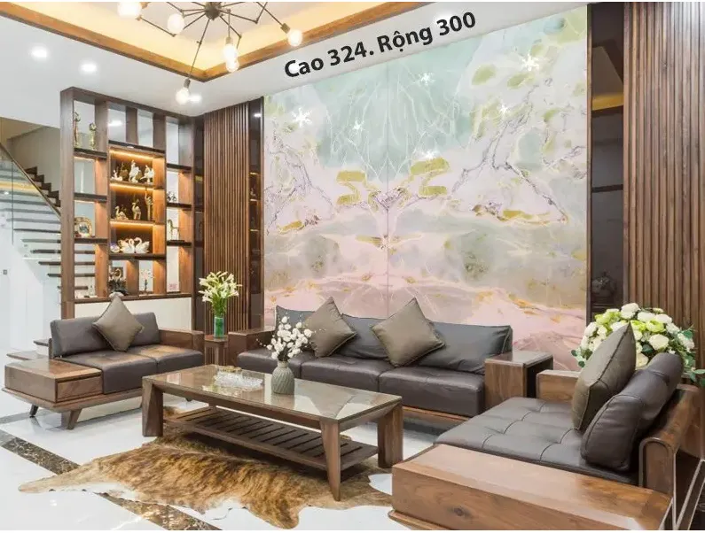 Những Mẫu Tranh Đá Tự Nhiên Ốp Tường Phòng Khách Sang Trọng Nhất