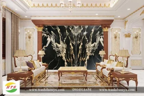 Tranh Đá Đối Xứng Thạch Anh Màu Đen Vân Trắng	