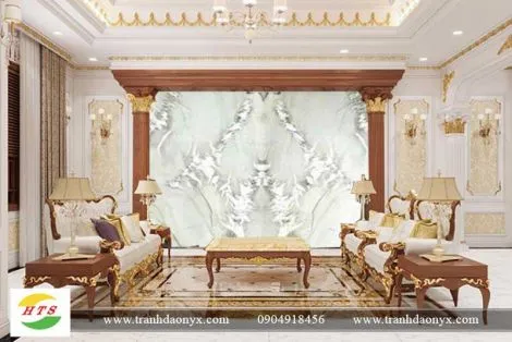 Tranh Đá Đối Xứng Thạch Anh Xuyên Sáng Màu Trắng