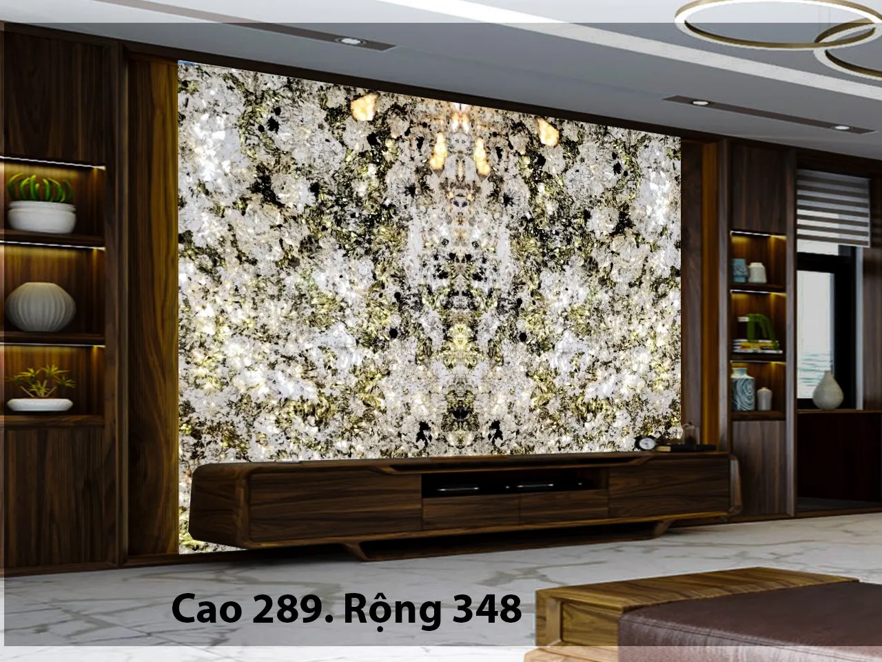 Tranh Đá Granite Màu Trắng Ốp Vách Tivi