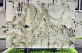 Tranh Đá  Sơn Thủy Xuyên Sáng Màu Trắng Vân Xanh