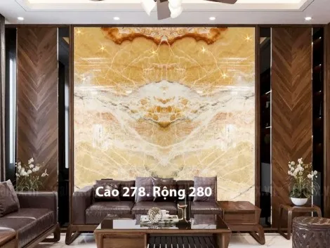 Tranh Đá Xuyên Sáng Onyx Màu Vàng