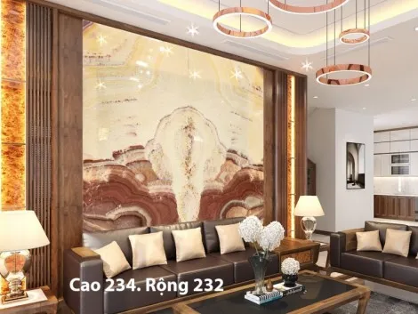 Đá Onyx Xuyên Sáng Màu Vàng Vân Nâu