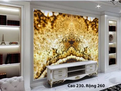 Tranh Đá Xuyên Sáng Onyx Mà Vàng Nâu 01