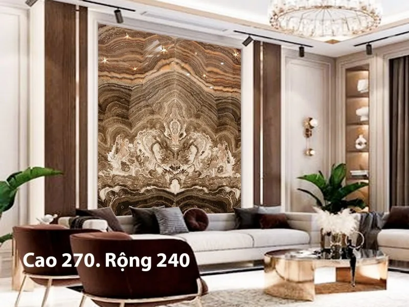 Tranh đá tự nhiên ốp sau ghế sofa