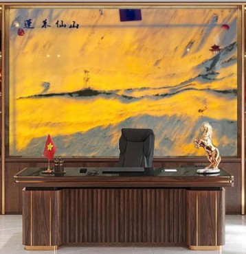 Tranh đá sơn thủy tự nhiên màu trắng xám