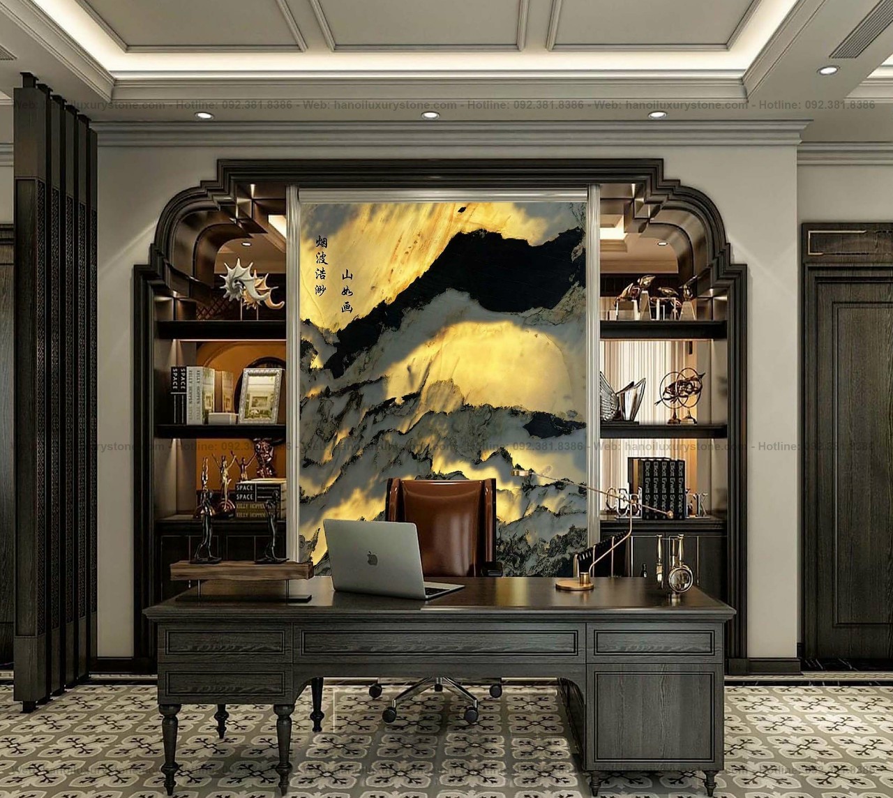 tranh đá xuyên sáng bàn làm việc