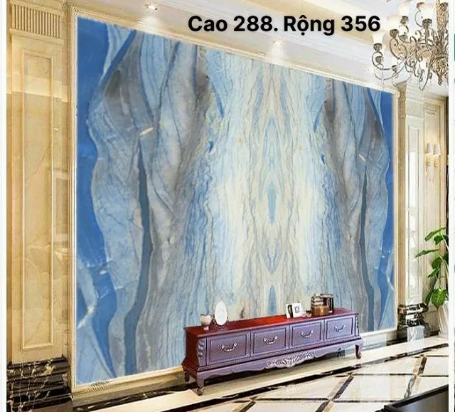 Tranh Đá Đối Xứng Thạch Anh Màu Xanh Dương