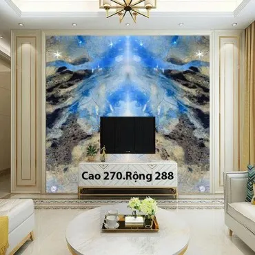 Tranh Đá Đối Xứng Thạch Anh Hình Sứa Xanh