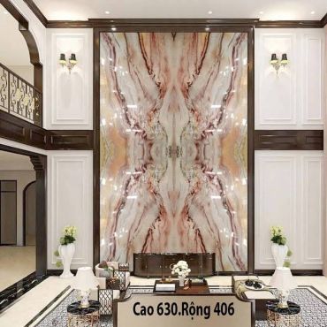 Sang Trọng Với Tranh Đá Thạch Anh Ốp Vách Phòng Khách Thông Tầng