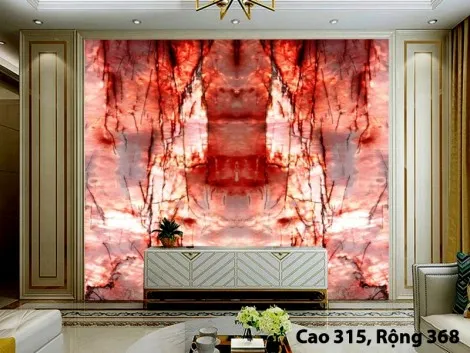 Tranh Đá Đối Xứng Thạch Anh Màu Đỏ