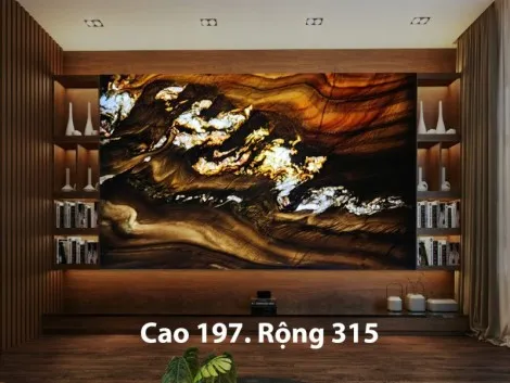 Tranh Đá Đối Xứng Thạch Anh Màu  Nâu Đen