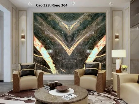 Tranh Đá Đối Xứng Thạch Anh Màu Xanh Nâu