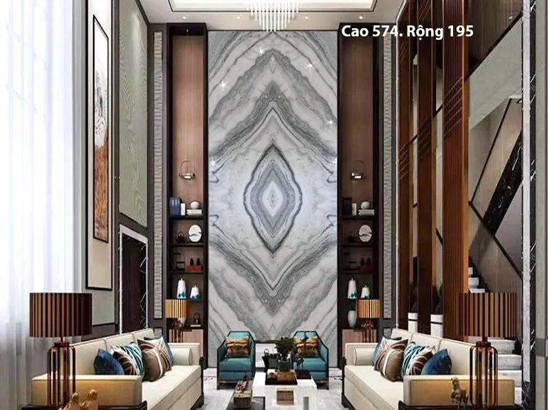tranh đá thông tầng ốp tường phòng khách