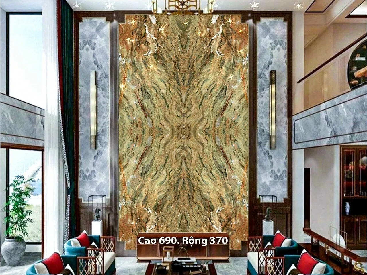 Tranh Đá Thông Tầng Ốp Tường Phòng Khách