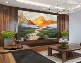 Sử Dụng Đá Ốp Tường Trang Trí Phòng Khách 