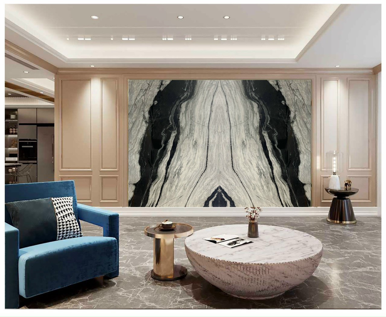 Tranh đá Marble ốp vách tivi