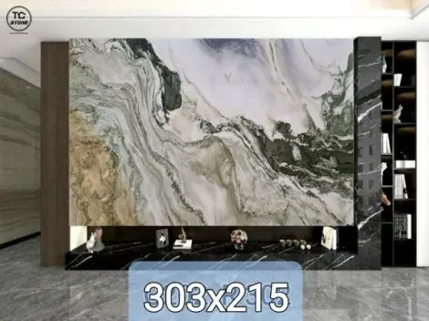 Sáng tạo không gian nội thất với tranh đá  sơn thuỷ xuyên sáng 