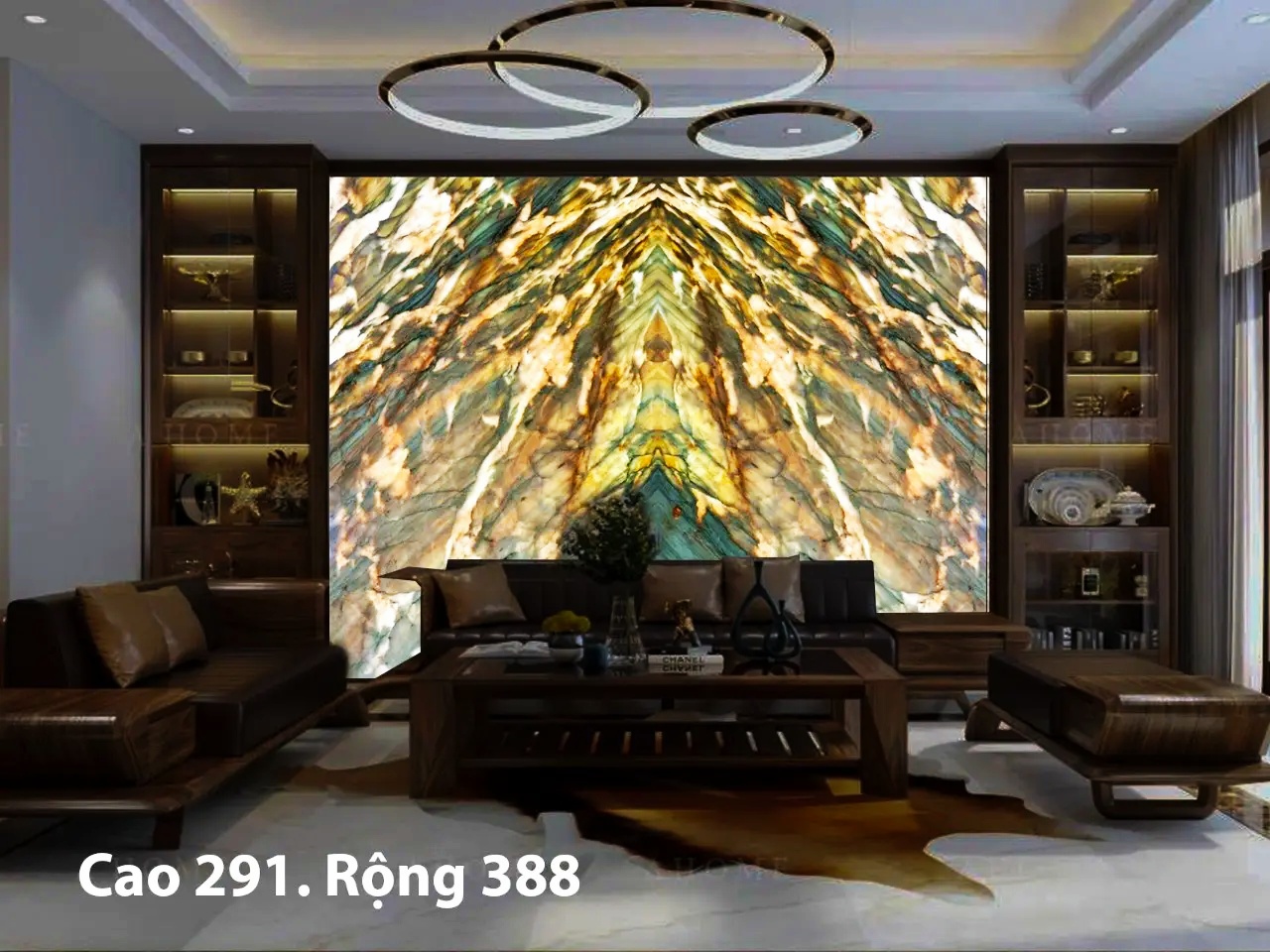 Tranh đá tự nhiên ốp tường phòng khách sang trọng và độc đáo