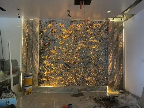Thi Công Tranh Đá Xuyên Sáng Onyx Mr Thản Cầu Giấy Hà Nội