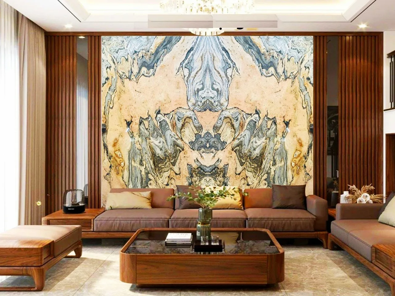 Tranh đá tự nhiên ốp tường phòng khách