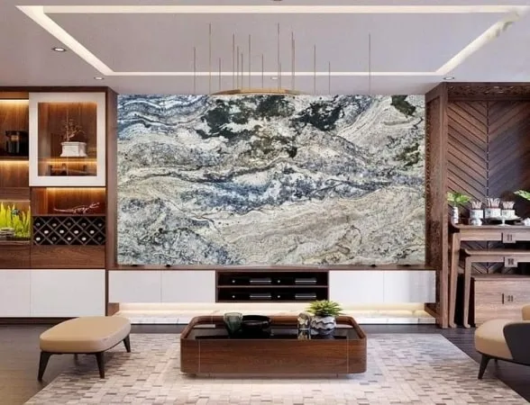 Đá ốp vách tivi phòng khách