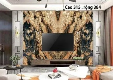 Tranh Đá Granite Đối Xứng Màu Vàng Đen