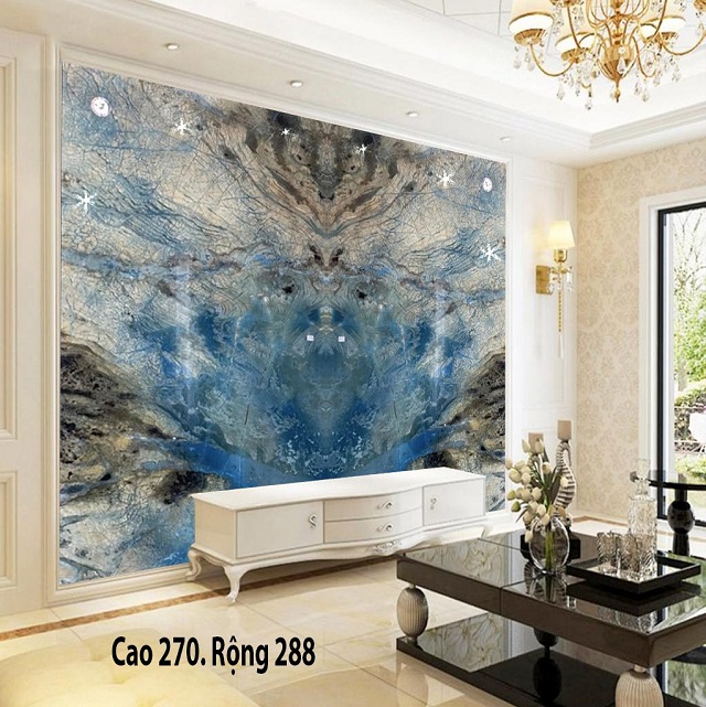 tranh đá đối xứng màu xanh