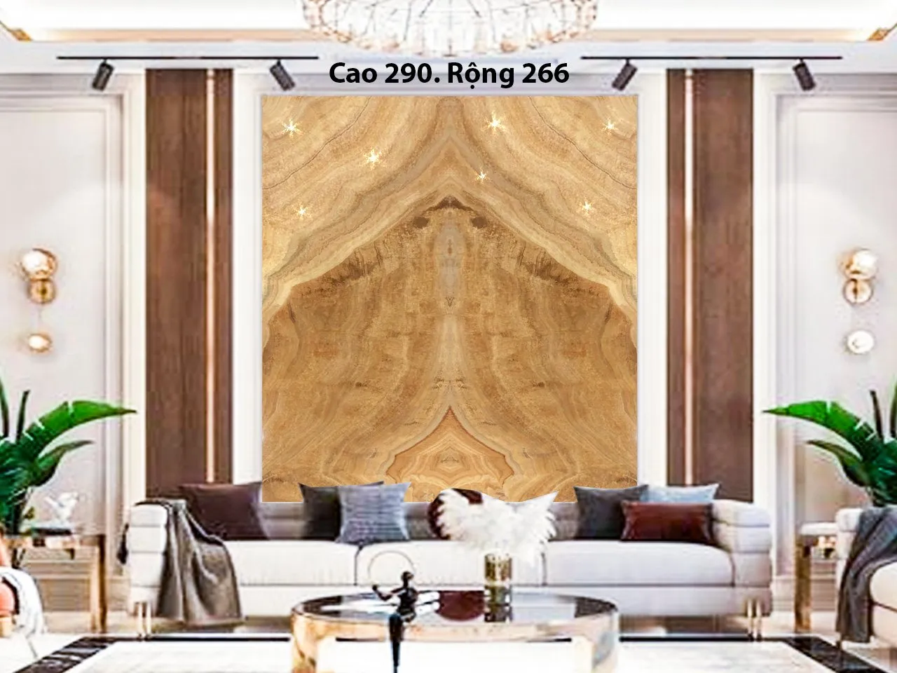 Tranh đá marble đối xứng màu nâu