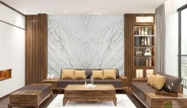 Tranh Đá Đối Xứng Thạch Anh Màu Trắng Vân Đen
