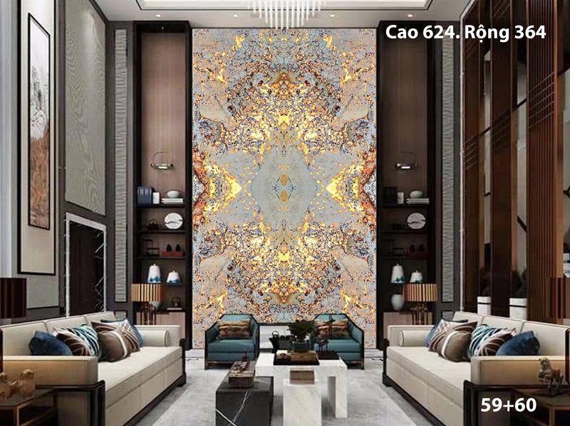 tranh đá thông tầng đèn vàng